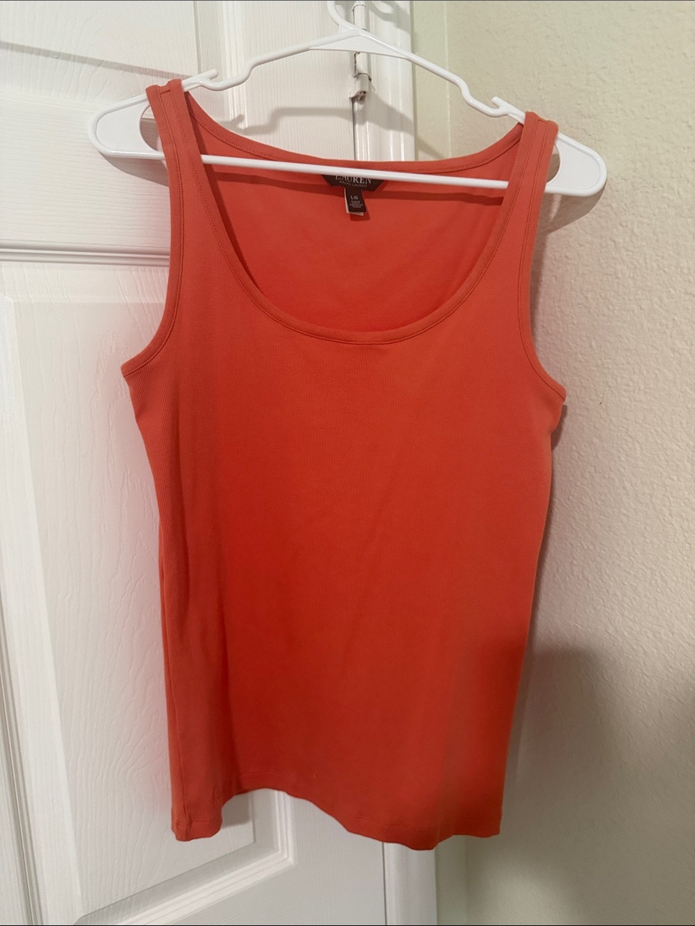 Coral-Orange Scoop Neck Tank Top